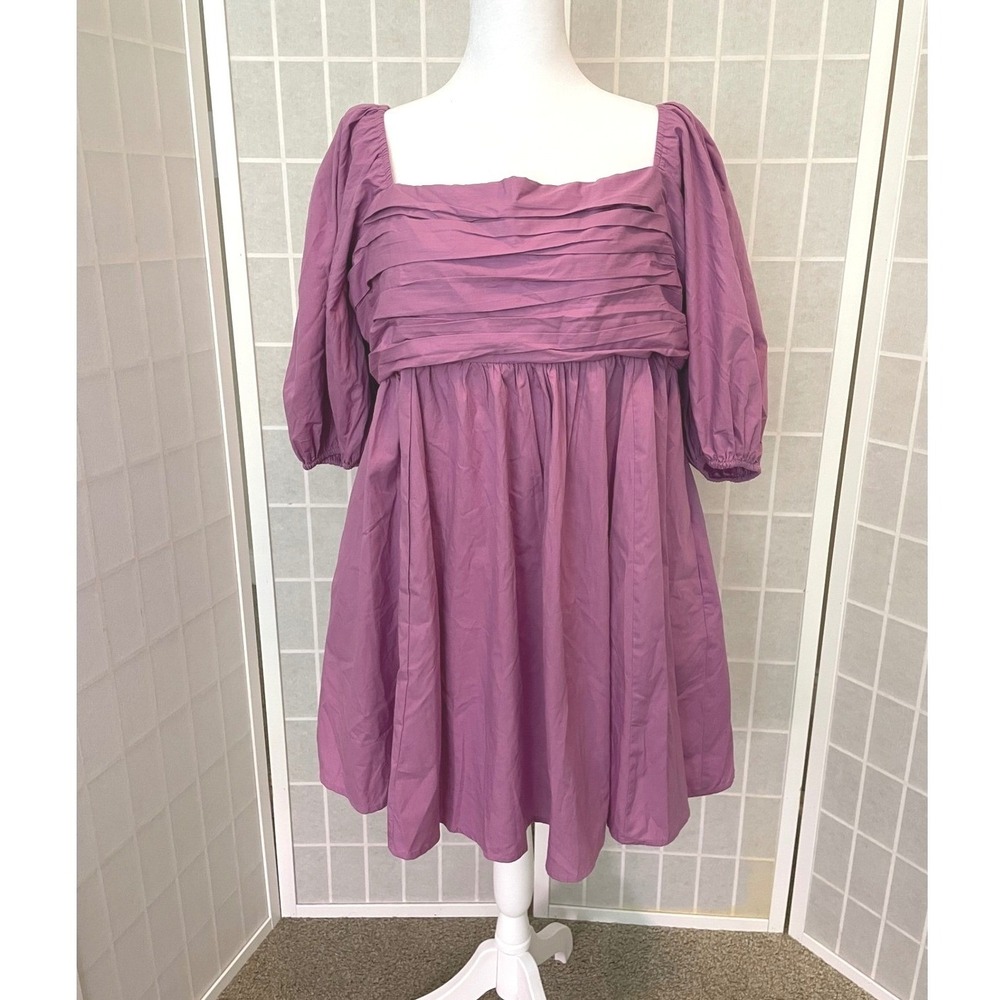 Abercrombie NEW Emerson Mini Dress Purple Cotton Blend XL Coquette Cottage Boho - Picture 2 of 8